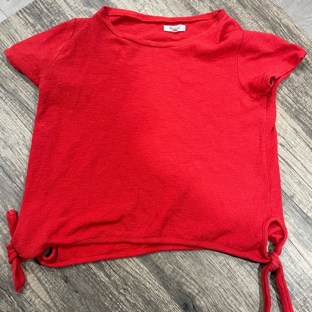Madewell Small Top Texture & Thread Modern Side-Tie Short Sleeve H8951
